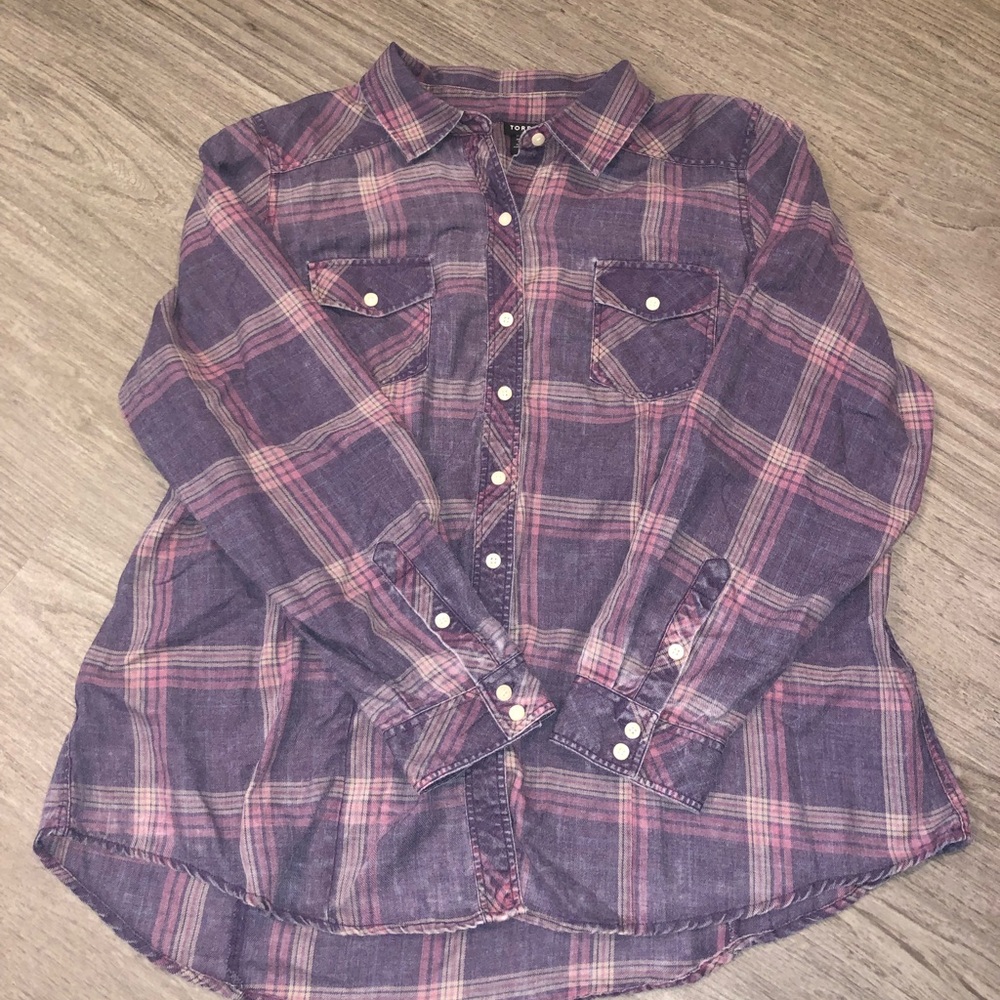 🍄Final Price🍄Torrid Purple and Pink Plaid Shirt Size 3